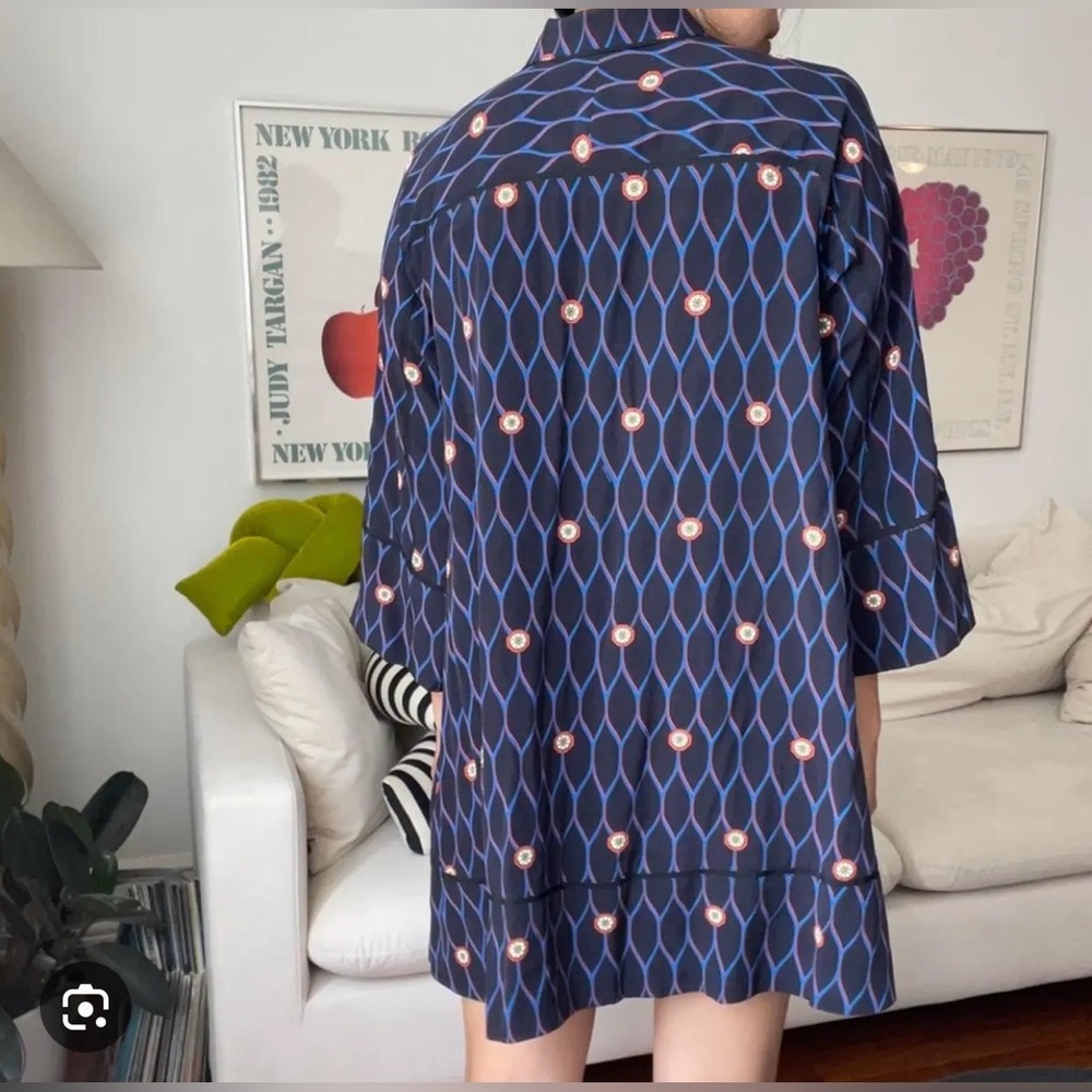 Kenzo x H&M Blue Patterned Silk Dress Size 4 - Picture 6 of 9